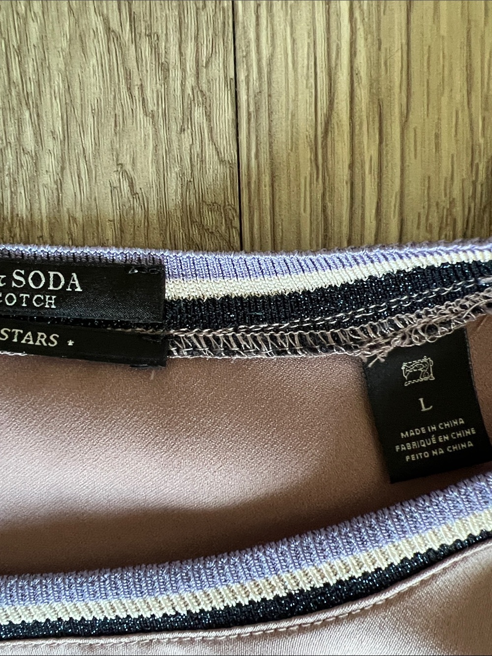 Scotch & Soda Field of Stars Pink Satin Varsity Top Sleeveless Metallic Trim L - Picture 10 of 13